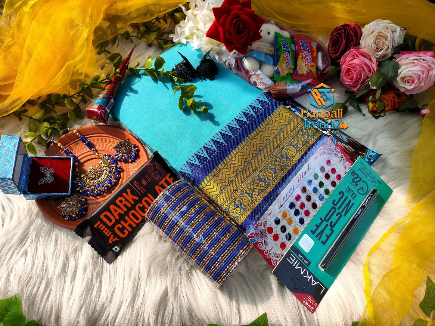 Premium Sky Blue Colour Saree Combo