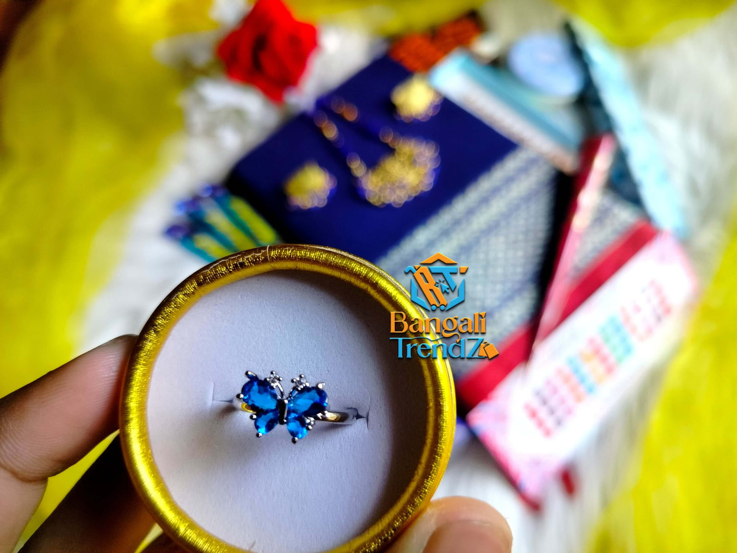 Original Cotton Blue Saree Combo