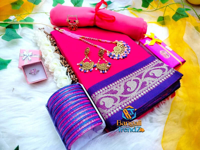 High quality cotton pink color saree