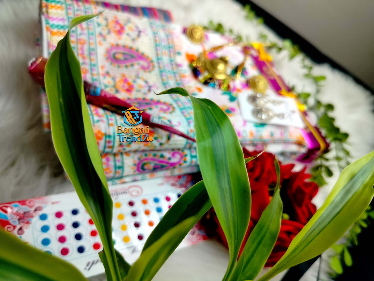 Hand Print Rainbow Saree Combo