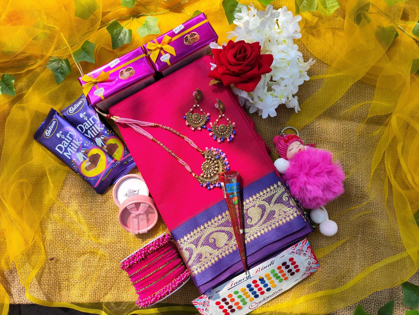 Cotton Pink Sari Combo