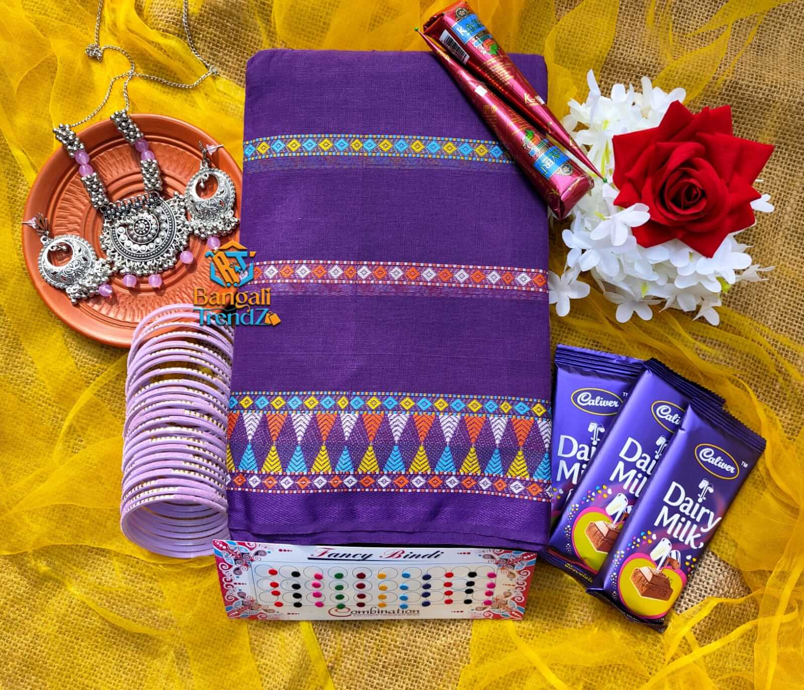 Pure Cotton Purple Color  Saree