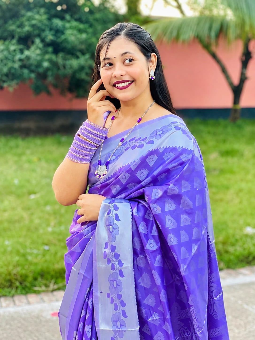 Premium purple katan sari