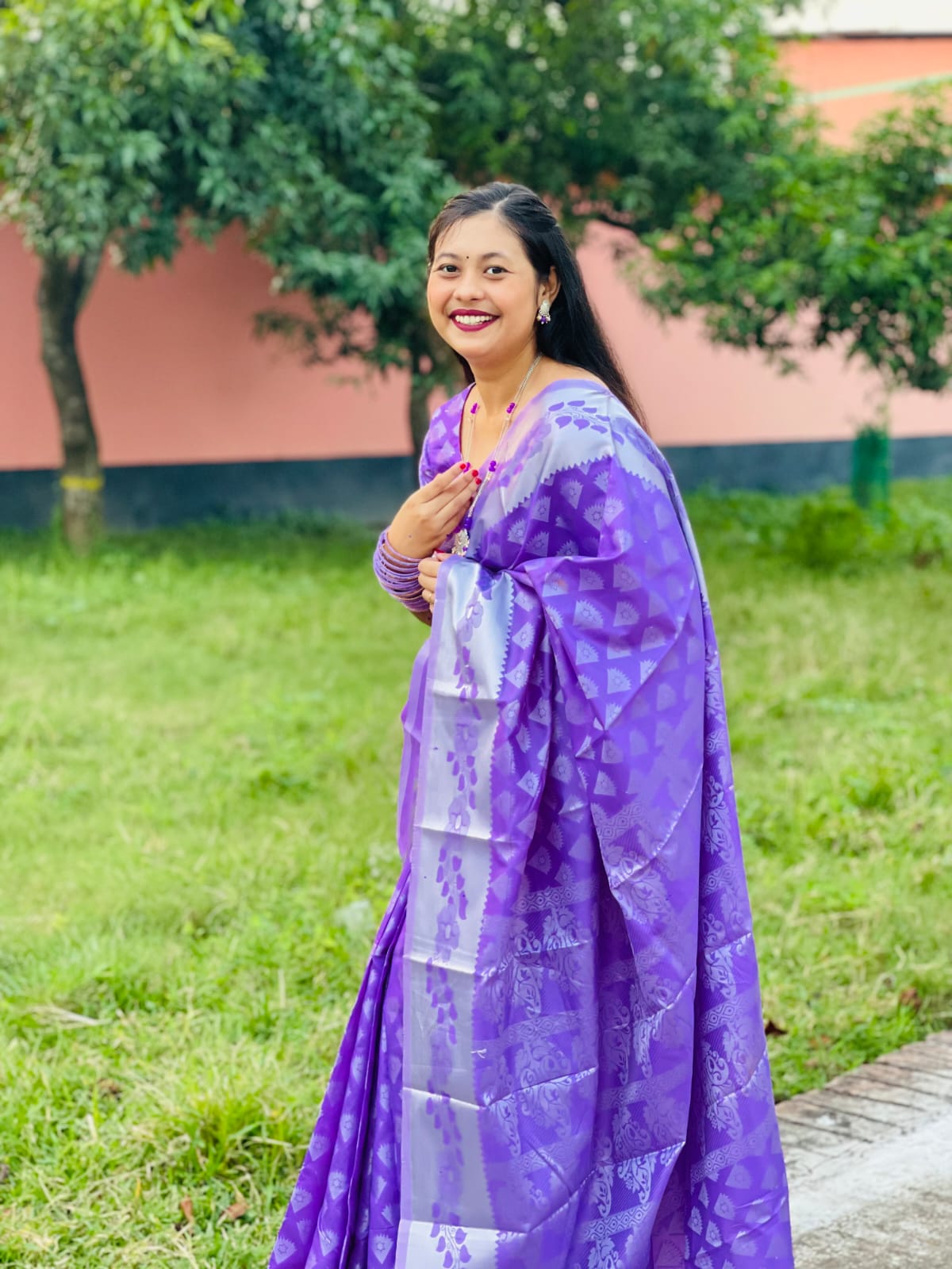 Premium purple katan sari
